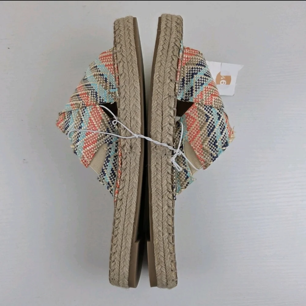 UNIVERSAL THREAD‎ Sonya Woven Slide Sandals Platform Espadrille Coral Womens 9.5